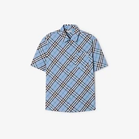 Classic Fit Check Cotton Shirt in Cornflower blue - Men | Burberry® Official