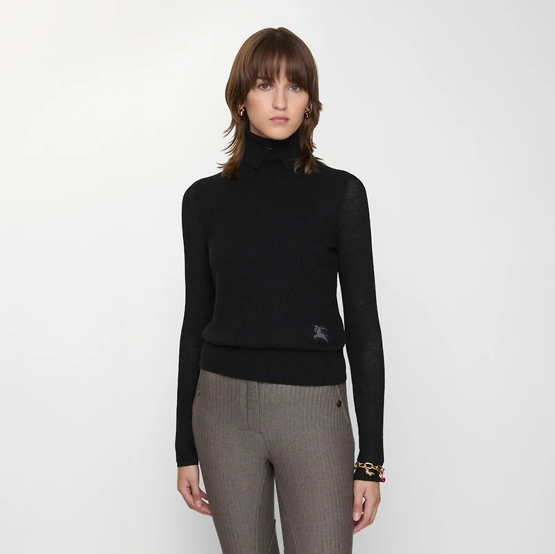 Wool Blend Sweater in Black - Women | Burberry® Official