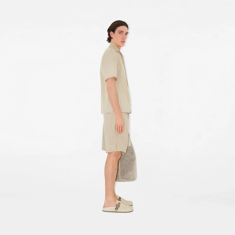 Relaxed Fit Knot Logo Cotton Poplin Shirt in Fossil - Men | Burberry® Official