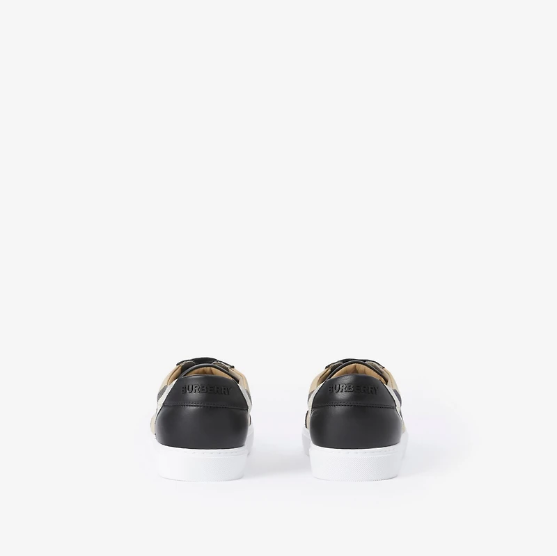 Check and Leather Sneakers in Black - Women | Burberry® Official