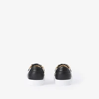 Check and Leather Sneakers in Black - Women | Burberry® Official