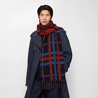 Belt Check Cashmere Scarf in Pilot blue | Burberry® Official