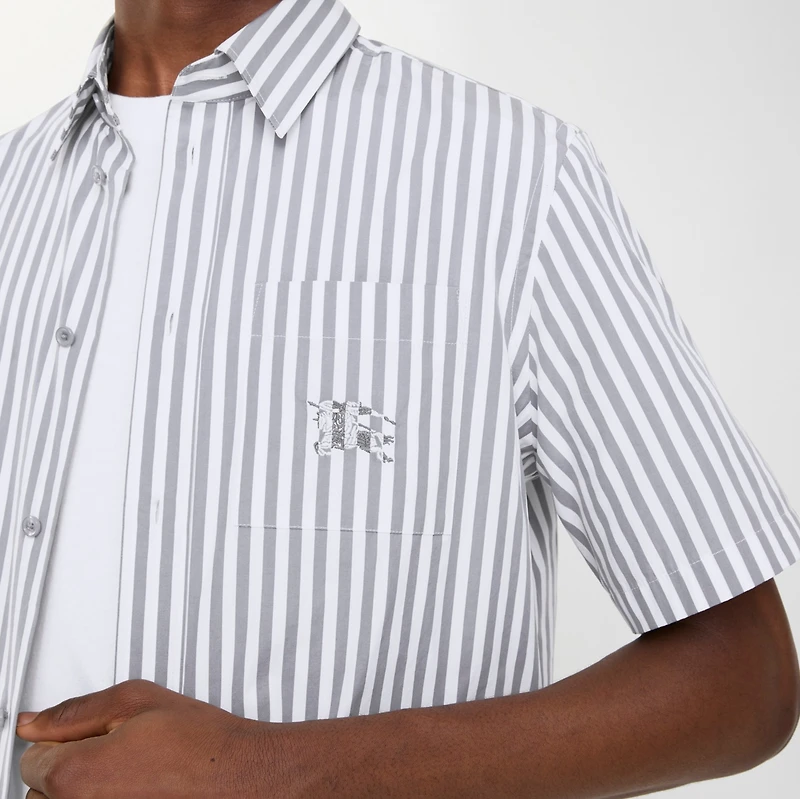 Striped Cotton Poplin Shirt in Marble grey/white - Men | Burberry® Official