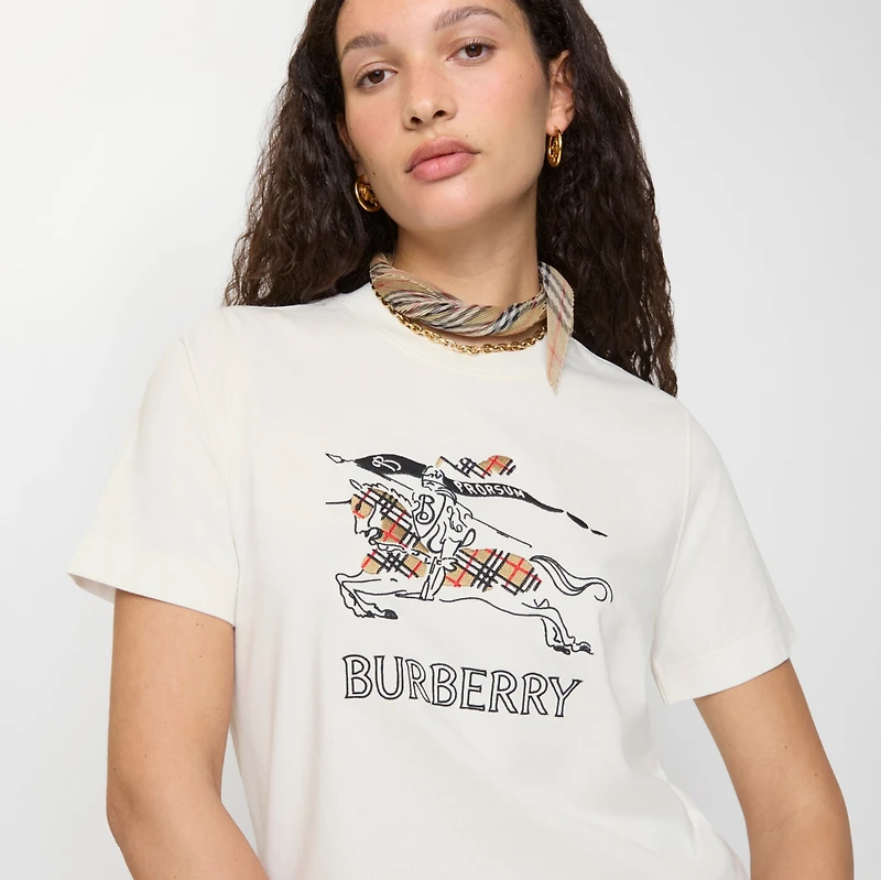 EKD Sketch Cotton T-shirt in Chalk white - Women | Burberry® Official