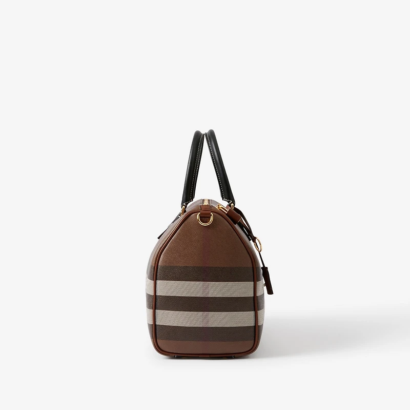 Check Medium Bowling Bag in Dark birch brown - Women | Burberry® Official