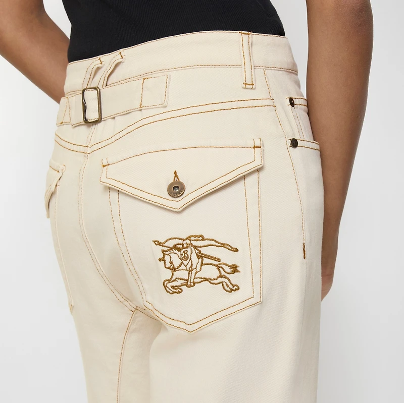 High Rise Bootcut Jeans in Ceramic white - Women, Cotton | Burberry® Official