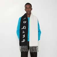 Reversible Logo Alpaca Wool Blend Scarf in Black | Burberry® Official