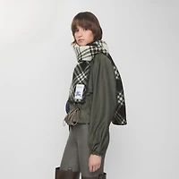 Narrow Check Wool Scarf in Black | Burberry® Official