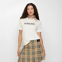 Logo Cotton T-shirt in Chalk white - Women | Burberry® Official
