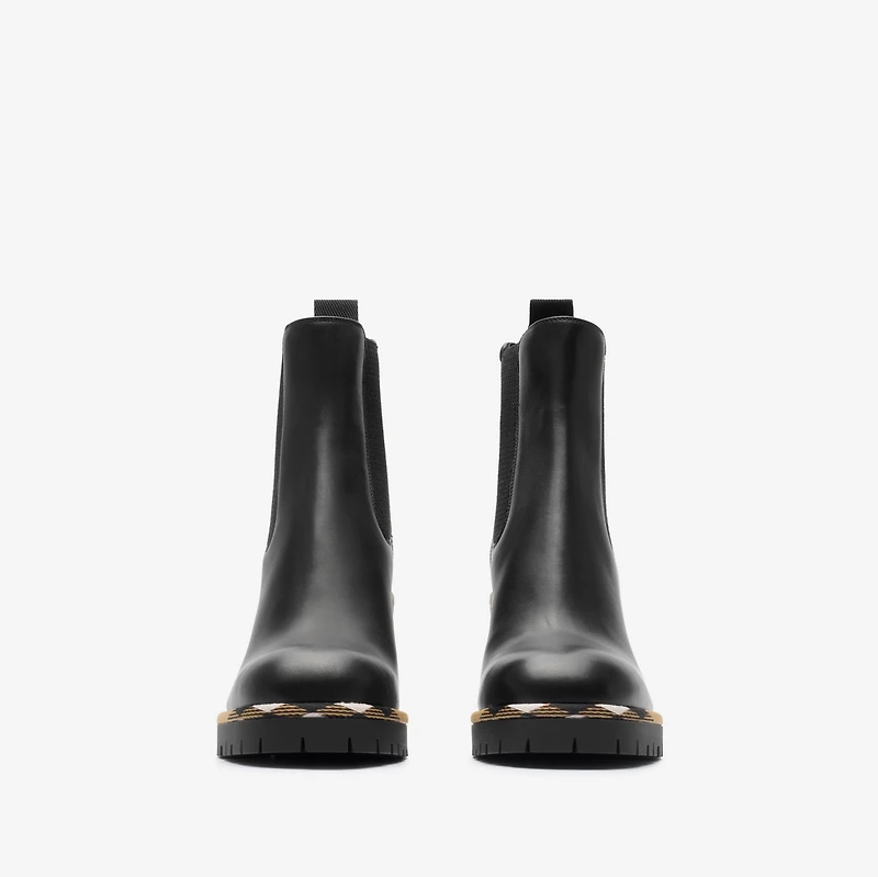 Leather Gravel Heel Chelsea Boots​ in Black - Women | Burberry® Official