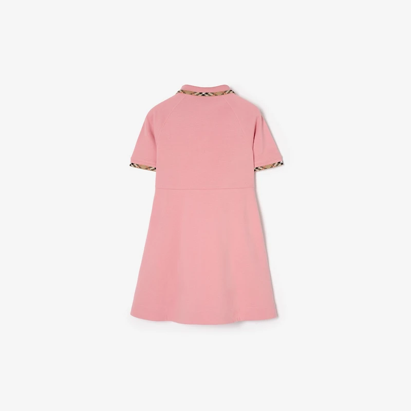 Check Trim Cotton Polo Shirt Dress in Sweetpea pink | Burberry® Official