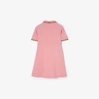 Check Trim Cotton Polo Shirt Dress in Sweetpea pink | Burberry® Official