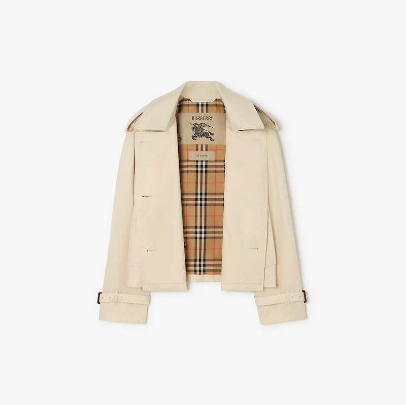 Cropped Tropical Gabardine Mayfair Trench Jacket in Clam beige - Women | Burberry® Official