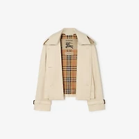 Cropped Tropical Gabardine Mayfair Trench Jacket in Clam beige - Women | Burberry® Official