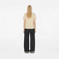 Check Label Cotton T-shirt in Nutmeg - Women | Burberry® Official