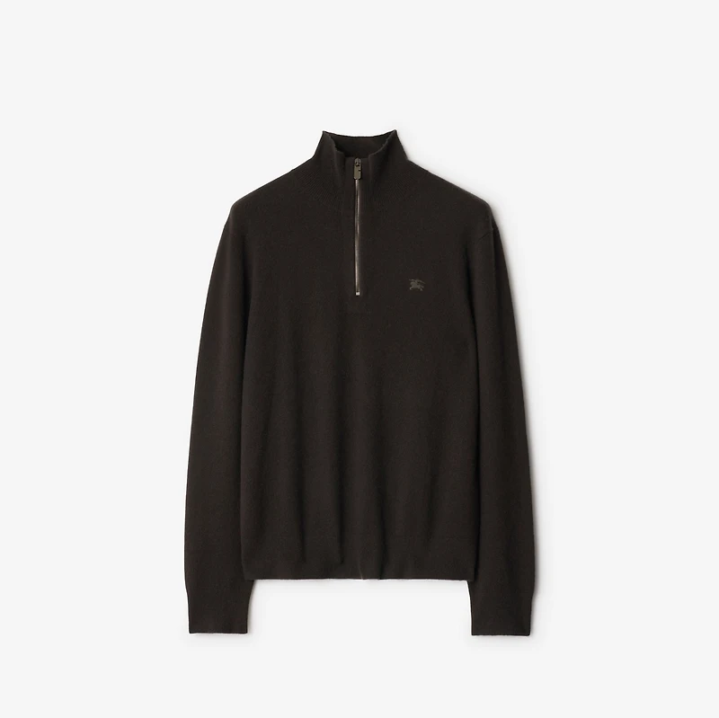 Cashmere Blend Half-zip Sweater in Scorched brown - Men | Burberry® Official