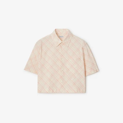 Cropped Check Cotton Shirt in Dusky rose - Women | Burberry® Official
