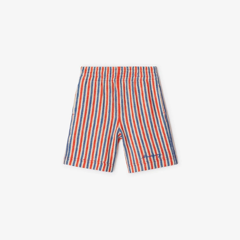 Striped Cotton Shorts in Orange red | Burberry® Official