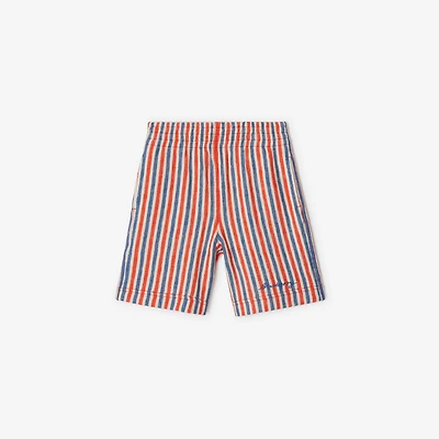 Striped Cotton Shorts in Orange red | Burberry® Official