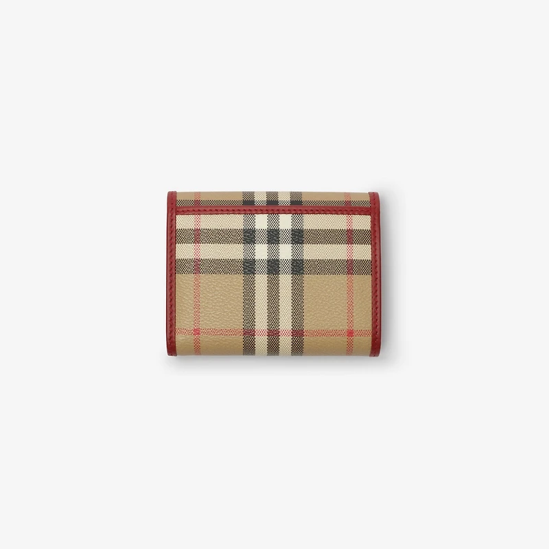 Small Check Folding Wallet in Archive beige/ruby red - Women | Burberry® Official