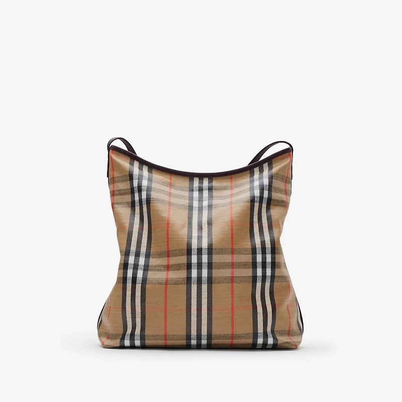 Medium Highlands Shoulder Bag in Sand beige - Women, Cotton, Linen | Burberry® Official