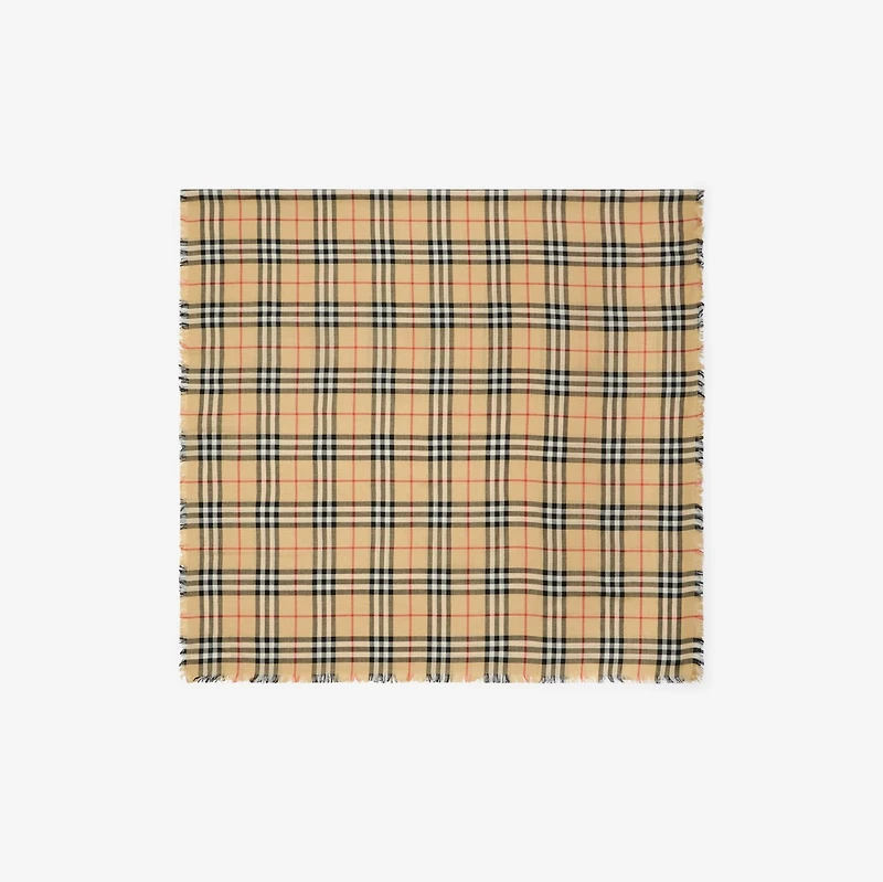 Check Cashmere Silk Scarf in Sand | Burberry® Official
