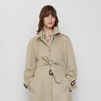 Long Gabardine Ellingham Fit-and-flare Car Coat in Quill beige - Women | Burberry® Official