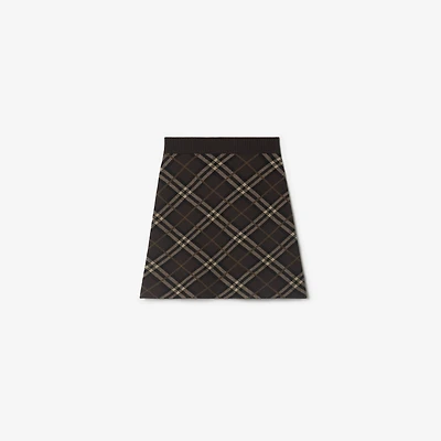 Check Wool Cashmere Skirt in Truffle brown - Women | Burberry® Official