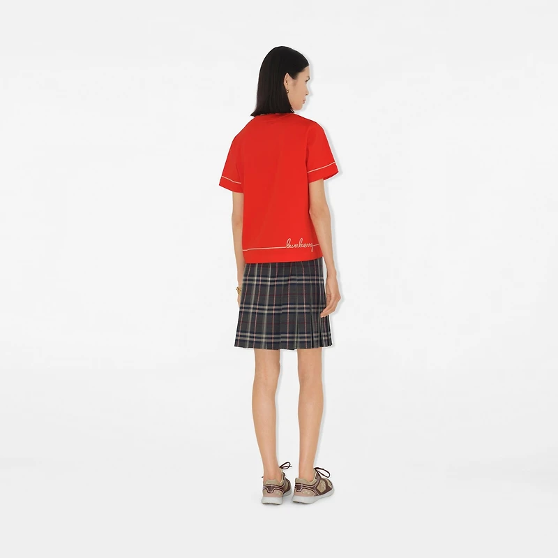 B Heart Cotton T-shirt in Tulip red - Women | Burberry® Official