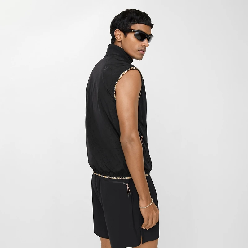 Check Trim Nylon Gilet in Black - Men | Burberry® Official