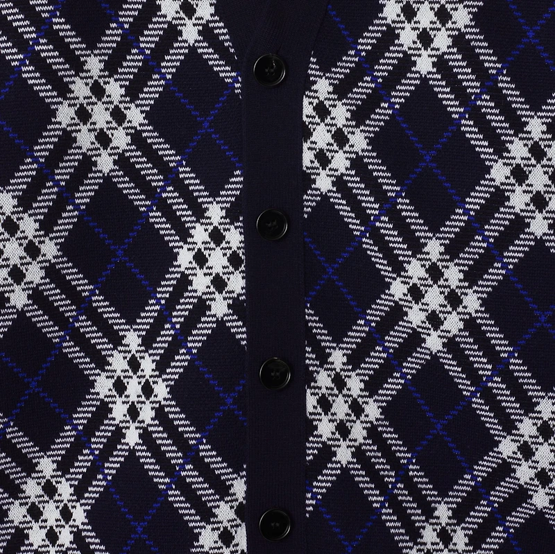Check Wool Blend Cardigan in Ink blue - Men | Burberry® Official