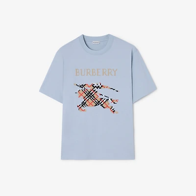 Cross Stitch Knight Cotton T-shirt in Sunbleached blue - Men | Burberry® Official