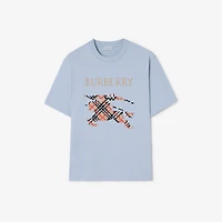 Cross Stitch Knight Cotton T-shirt in Sunbleached blue - Men | Burberry® Official