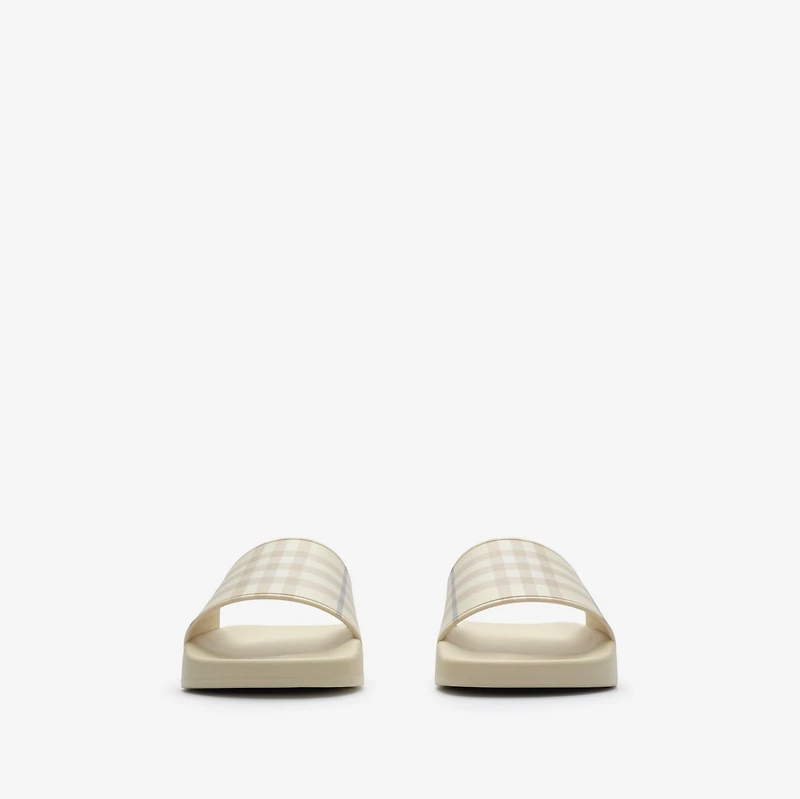 Check Slides in Sesame beige - Women | Burberry® Official