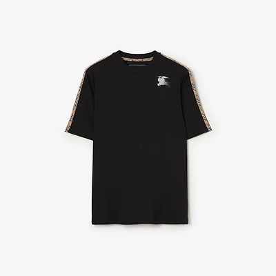 Check Trim Jersey T-shirt in Black - Men, Nylon | Burberry® Official