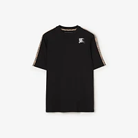 Check Trim Jersey T-shirt in Black - Men, Nylon | Burberry® Official
