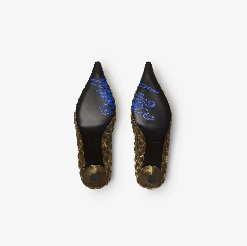 Quilted Velvet Cameo Slippers​ in Linden - Women | Burberry® Official