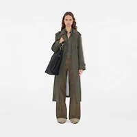 Long Stretch Wool Trench Coat in Moss melange - Women | Burberry® Official