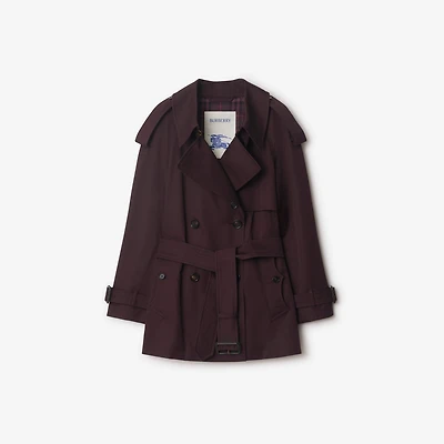Short Gabardine Fitzrovia Trench Coat in Wine red - Women, Cotton | Burberry® Official