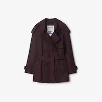 Short Gabardine Fitzrovia Trench Coat in Wine red - Women, Cotton | Burberry® Official