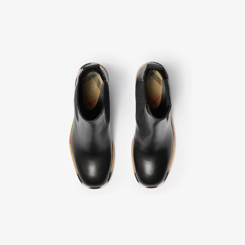 Leather Gravel Heel Chelsea Boots​ in Black - Women | Burberry® Official