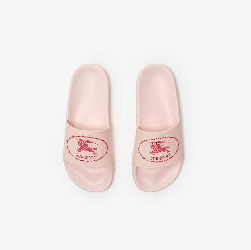 Knight Stamp Slides in Candyfloss pink/dragonfruit red - Children | Burberry® Official