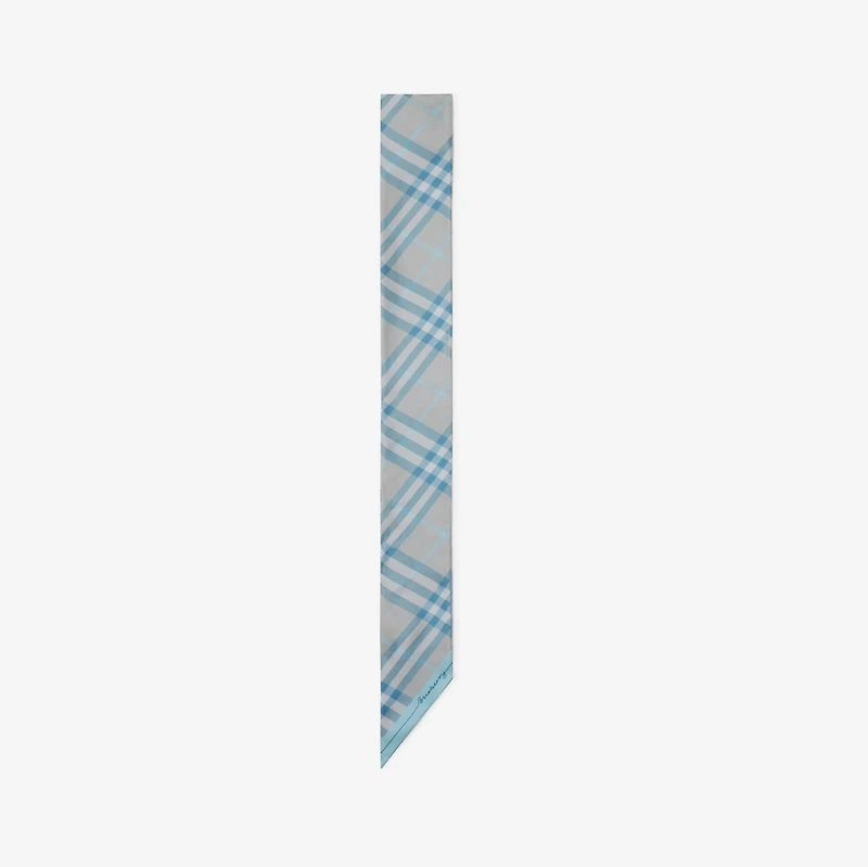 Skinny Contrast Check Silk Scarf in Dawn/drizzle | Burberry® Official