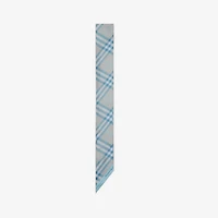Skinny Contrast Check Silk Scarf in Dawn/drizzle | Burberry® Official