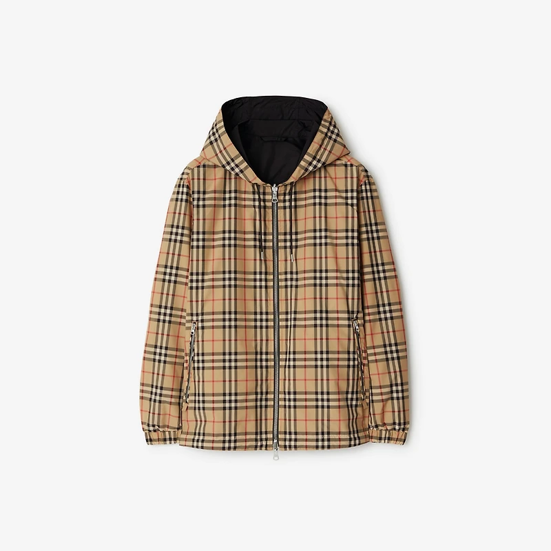 Reversible Check Jacket in Sand beige - Men, Nylon | Burberry® Official