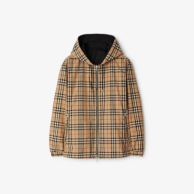 Reversible Check Jacket in Sand beige - Men, Nylon | Burberry® Official