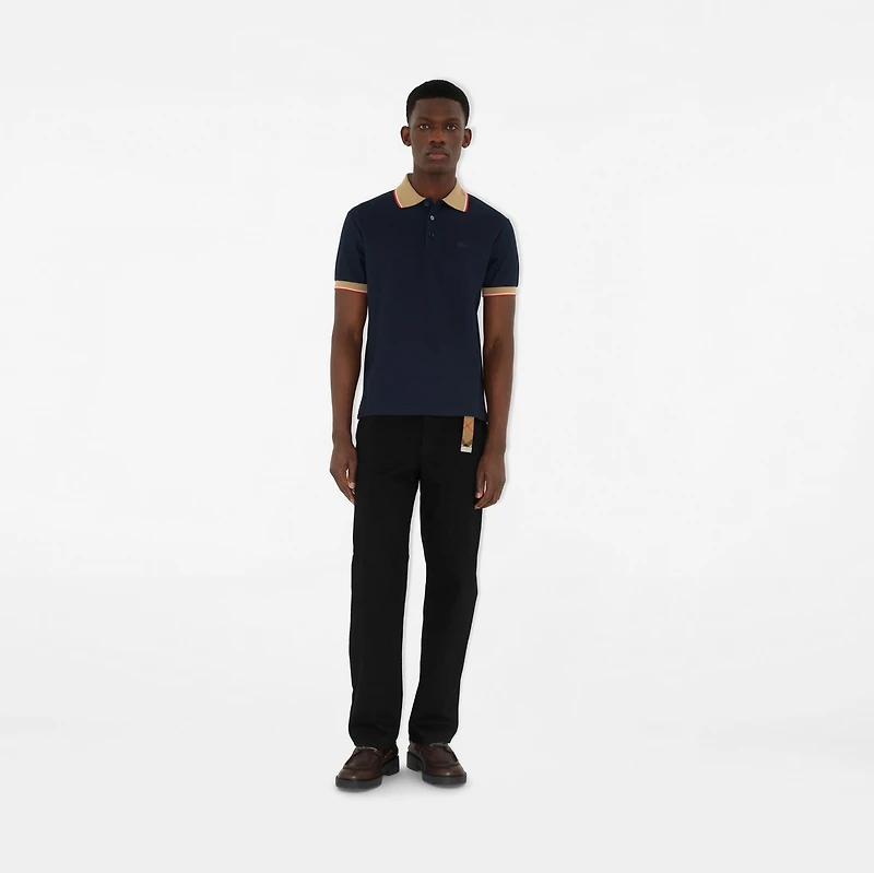 Logo Collar Cotton Polo Shirt in Navy - Men | Burberry® Official