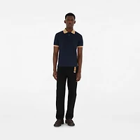 Logo Collar Cotton Polo Shirt in Navy - Men | Burberry® Official