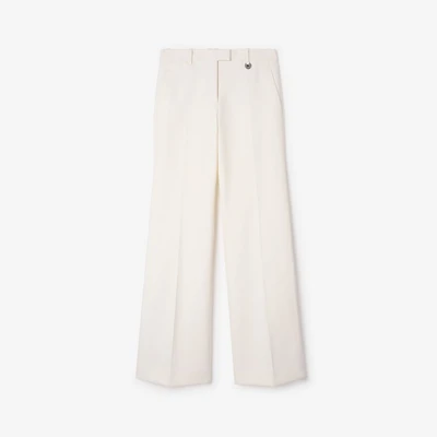 Cotton Blend Tailored Trousers in Seashell white - Women | Burberry® Official