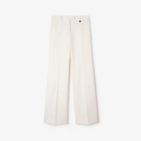 Cotton Blend Tailored Trousers in Seashell white - Women | Burberry® Official